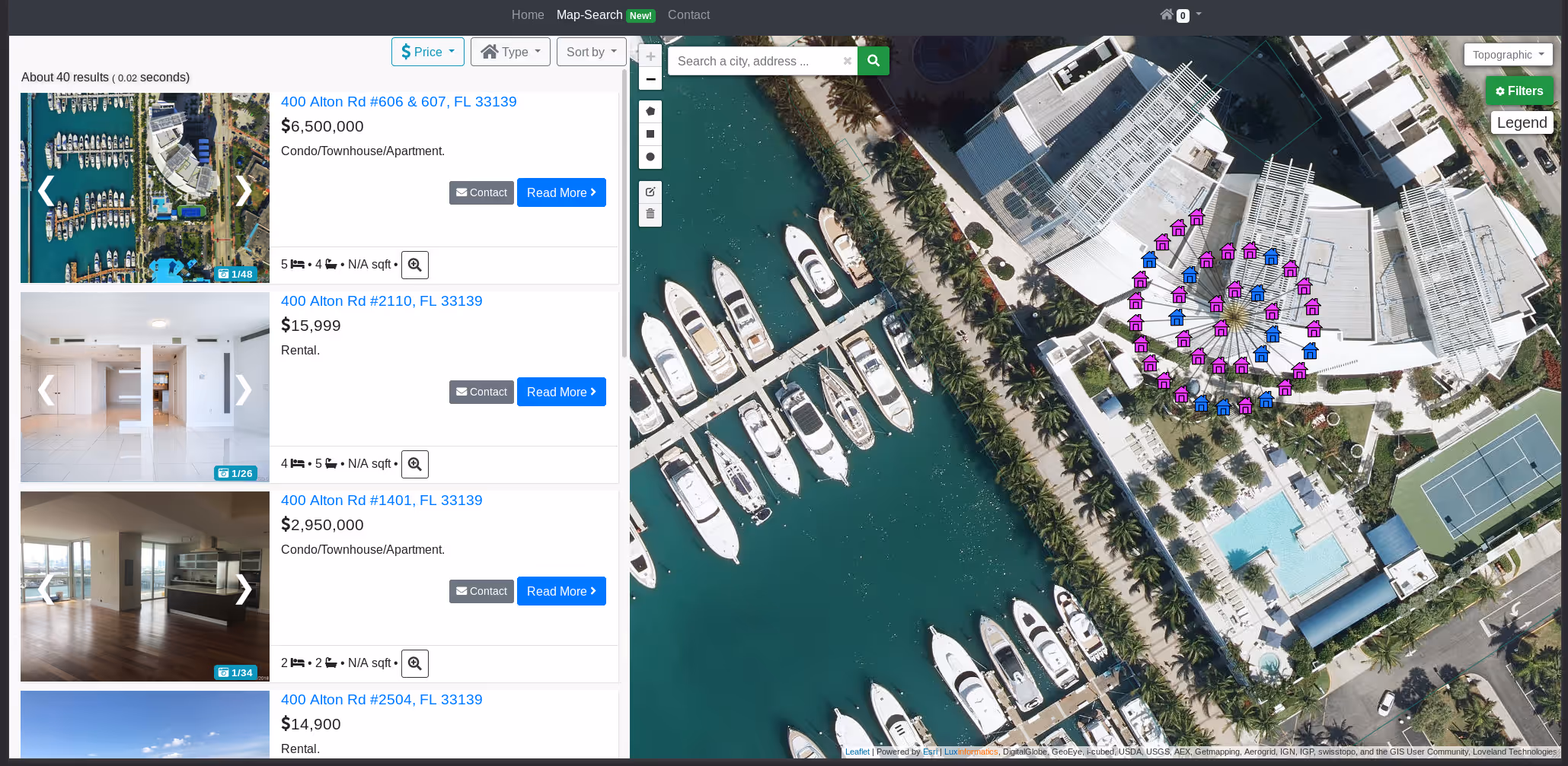 Image (click to enlarge) Image of our real estate project front-end.