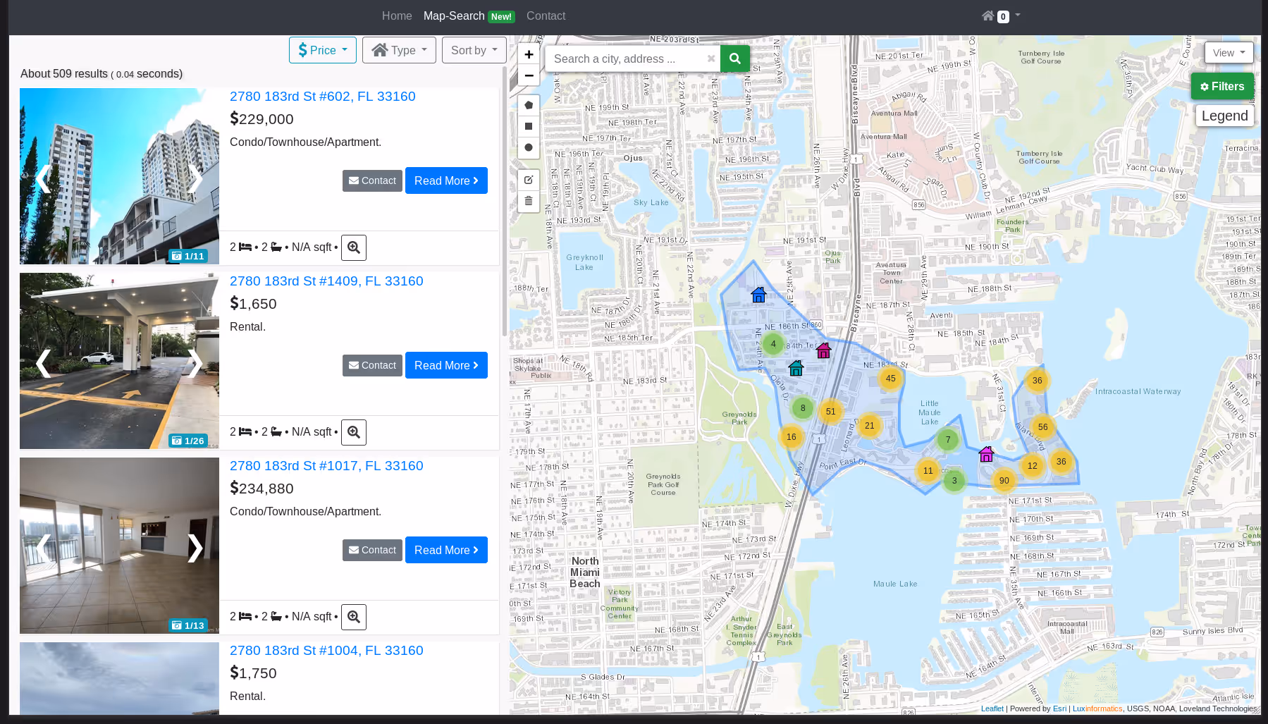 Image (click to enlarge) Image of our real estate project front-end.