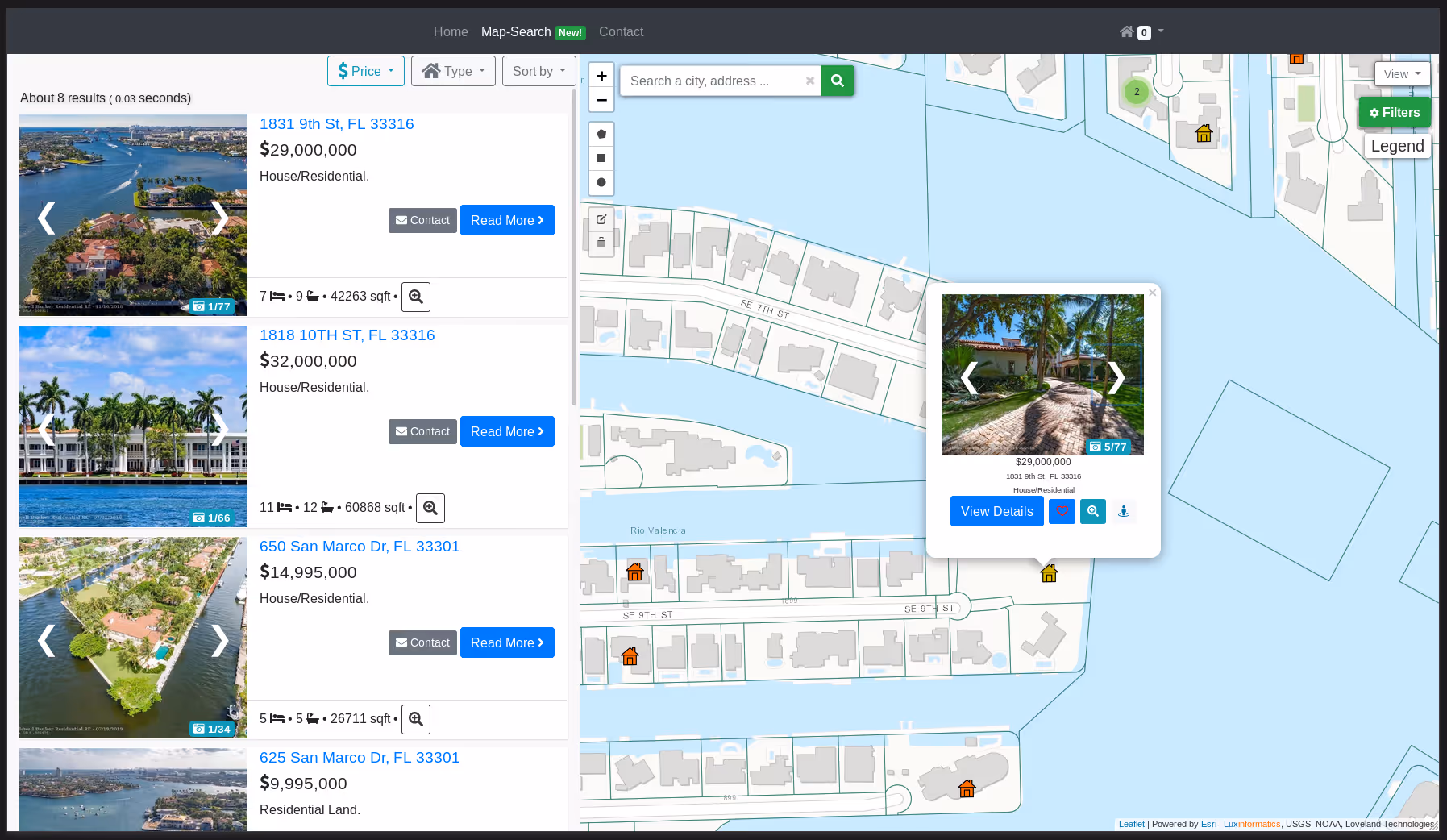 Image (click to enlarge) Image of our real estate project front-end.