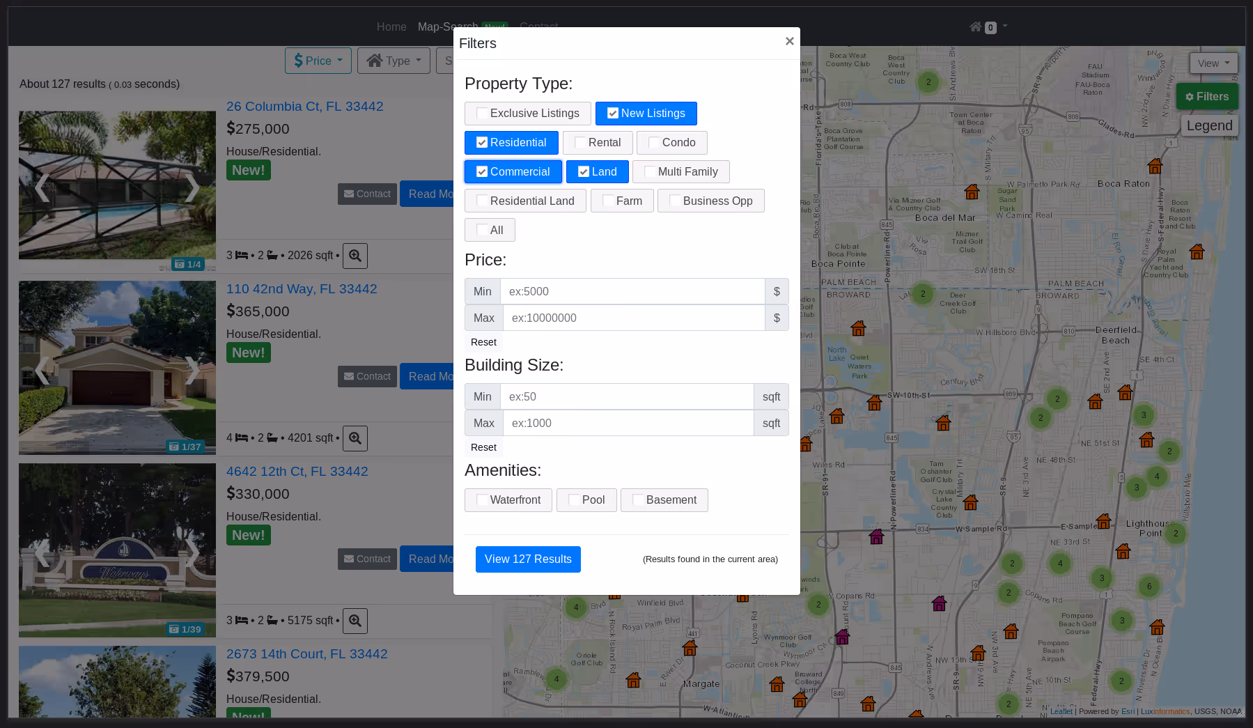 Image (click to enlarge) Image of our real estate project front-end.